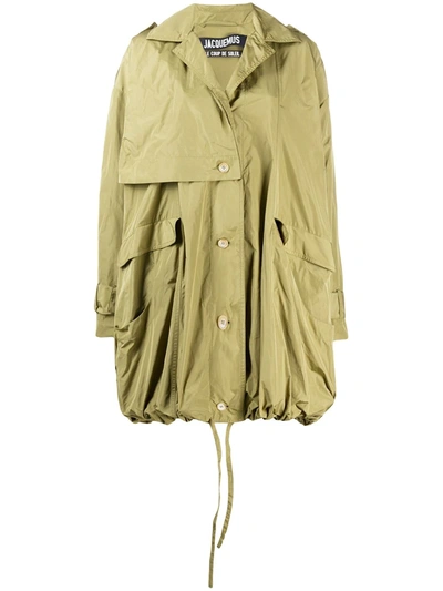 Jacquemus Oura Tightenable Bubble Shape Parka In Light Green