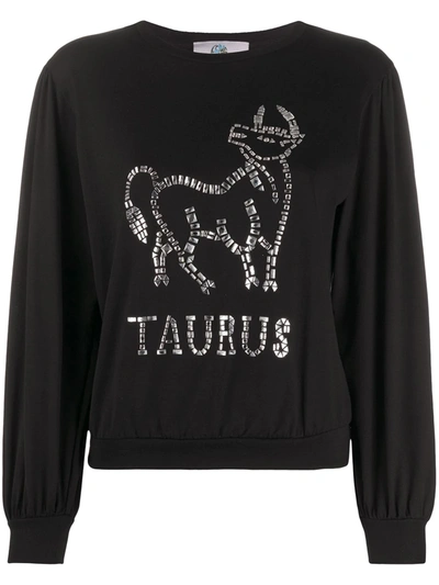 Alberta Ferretti Long-sleeve Taurus T-shirt In Black