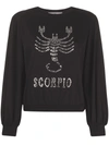 Alberta Ferretti Love Me Starlight Scorpio Embellished Organic Cotton-jersey Sweatshirt In Black/fant Ivory