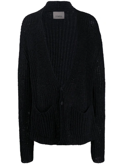Laneus Oversized Crocheted Cardigan In Black