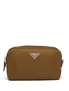 Prada Fabric Cosmetic Pouch In Brown