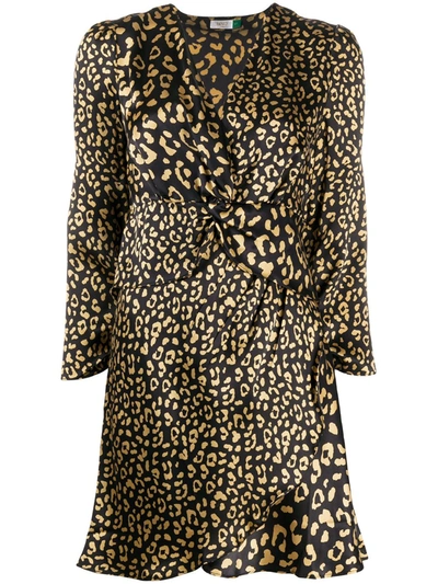 Rixo London Leopard Print Mini Dress In Black