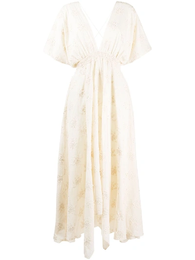 Mes Demoiselles Embroidered Maxi Dress In Neutrals