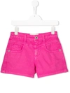 Alberta Ferretti Kids' French Kiss Denim Shorts In Pink