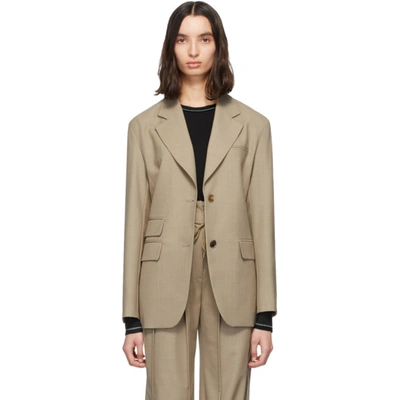 Andersson Bell Beige Wool Cinch Waist Blazer