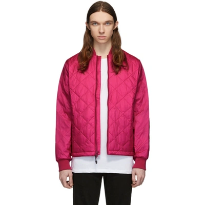 The Very Warm Pink Quilted Bomber Jacket In Fuschia