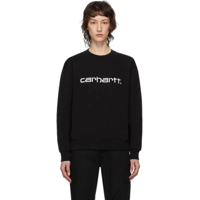 Carhartt Work In Progress Black Logo Sweatshirt In Black / Whi