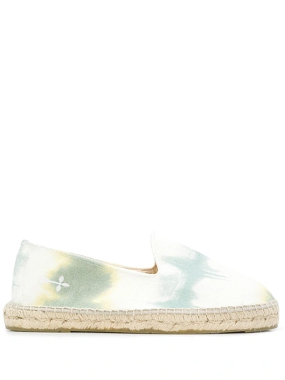 Manebi Round Toe Tie-dye Espadrilles In Green,white,yellow