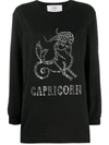 Alberta Ferretti Love Me Starlight Capricorn Embellished Organic Cotton-jersey Sweatshirt In Black