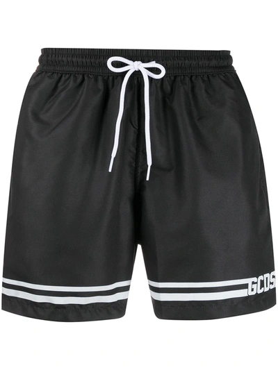 Gcds Striped Logo Swimming Shorts In Black