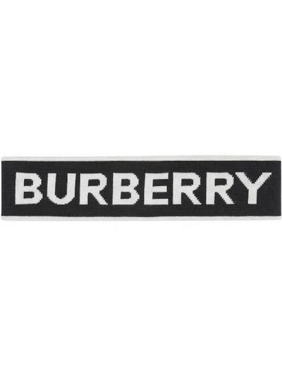 Burberry Logo Intarsia Wool Blend Headband In Black