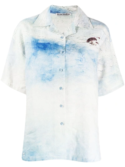 Acne Studios Landscape-print Shirt Blue/white In Neutrals