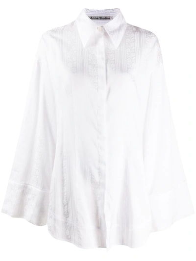Acne Studios Floral-jacquard Satin Shirt Ivory White
