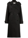 Saint Laurent Cotton Canvas Trench Coat In Black