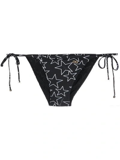 Dolce & Gabbana Star Print Bikini Bottoms In Black