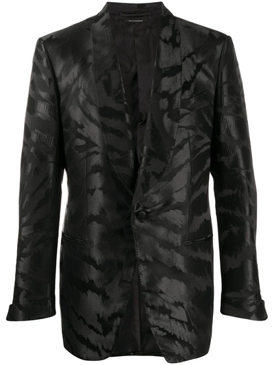 Tom Ford Print Single-breasted Blazer In Black