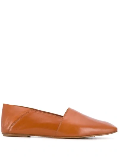 Pedro Garcia Leather Square Toe Slippers In Brown