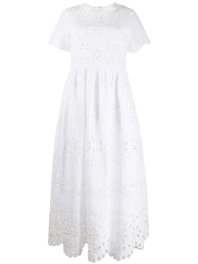 Red Valentino Broderie Anglaise Long Dress In White
