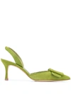 Manolo Blahnik Maysli Slingback Pointed Pumps In Green