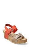 Mephisto Lissandra Platform Wedge Sandal In Coral Nubuck Leather