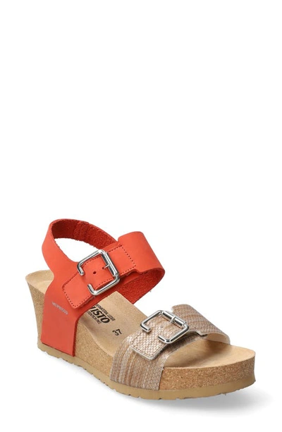 Mephisto Lissandra Platform Wedge Sandal In Coral Nubuck Leather