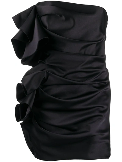 Alexandre Vauthier Strapless Ruffled Satin Mini Dress In Black