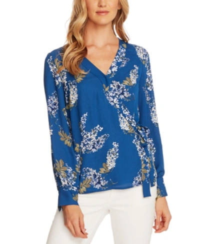 Vince Camuto Weeping Willows Wrap Blouse In Dusk Blue
