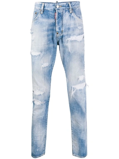 Dsquared2 Ripped Slim-fit Jeans In Blue