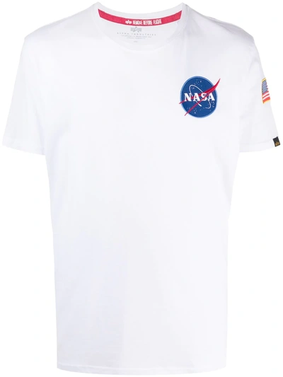 Alpha Industries Nasa Print Short-sleeve T-shirt In White