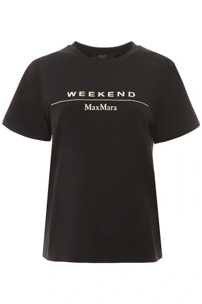 Weekend Max Mara Kabuki T-shirt With Logo Print In Black