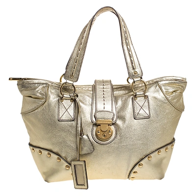 Pre-owned Dolce & Gabbana Metallic Gold Leather Shoulder Bag