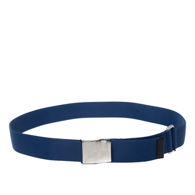 Pre-owned Burberry Blue Canvas Zach Webbing Belt 90cm