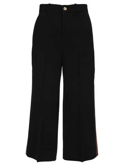 Gucci Side Stripe Wide Leg Pants In Black