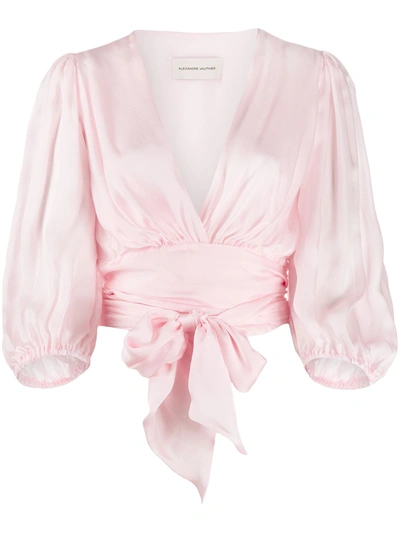 Alexandre Vauthier Tie Knot Cropped Blouse In Pink