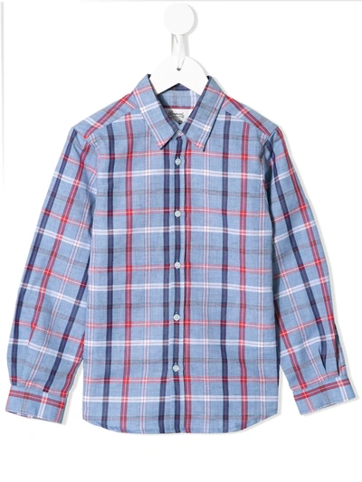 Bonpoint Kids' Check-print Buttoned Shirt In Blue