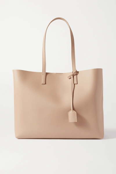 Saint Laurent East West Large Leather Tote In Beige