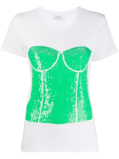 P.a.r.o.s.h Sequin Corset Embellished T-shirt In White