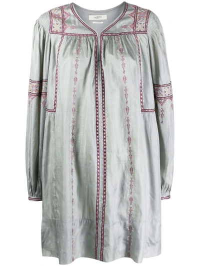 Isabel Marant Étoile Cross-stitch Embroidered Dress In Grey