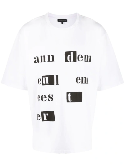 Ann Demeulemeester Oversized Logo Print T-shirt In White
