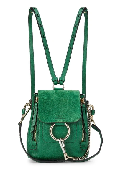 Pre-owned Chloé Green Leather & Suede Faye Backpack Mini