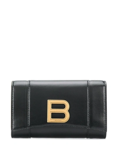 Balenciaga Black Medium Hourglass Wallet In 1000 Black