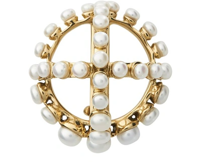 Patou Round Brooch With Perles In Gold