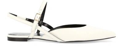 Celine Triomphe Flat Sandals In White Embossed