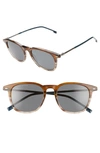 Hugo Boss 51mm Polarized Gradient Round Sunglasses In Brown Horn