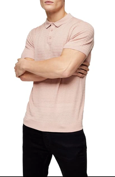 Topman Sage Stitch Short Sleeve Polo In Pink