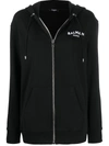 Balmain Logo Zipped Hoodie In Eab Noir Blanc