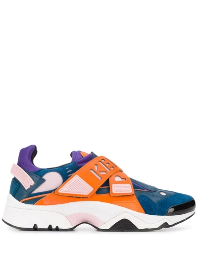 Kenzo New Sonic Sneakers In Blue And Orange With Velcro