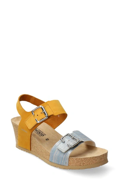 Mephisto Lissandra Platform Wedge Sandal In Ochre Nubuck Leather