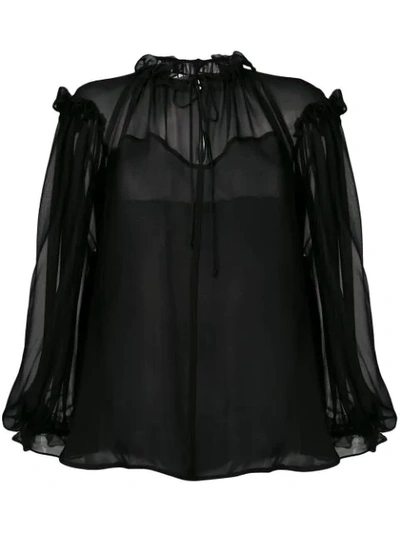 Plein Sud Silk Crepè Blouse In Black