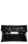 Nina Jaklyn Embossed Snake Textured Clutch In Black